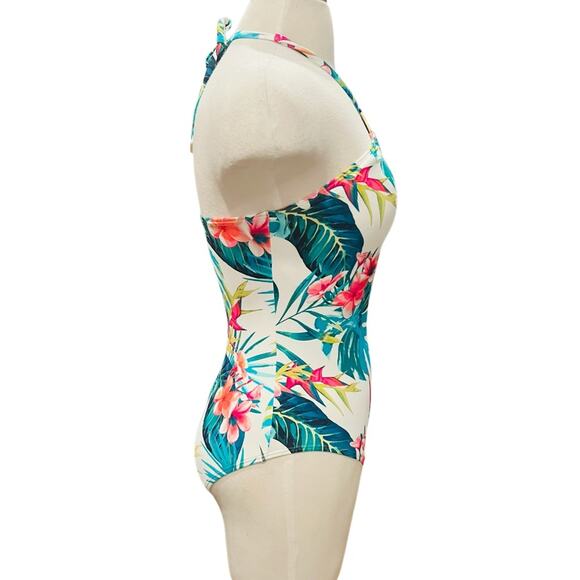 Vince Camuto Logo Ring Halter One Piece Swimsuit - Balines Floral Size 12 NWT - Picture 5 of 8